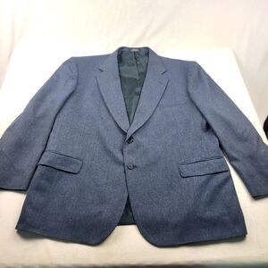 Town craft wool and silk blend blue herringbone sportscoat blazer